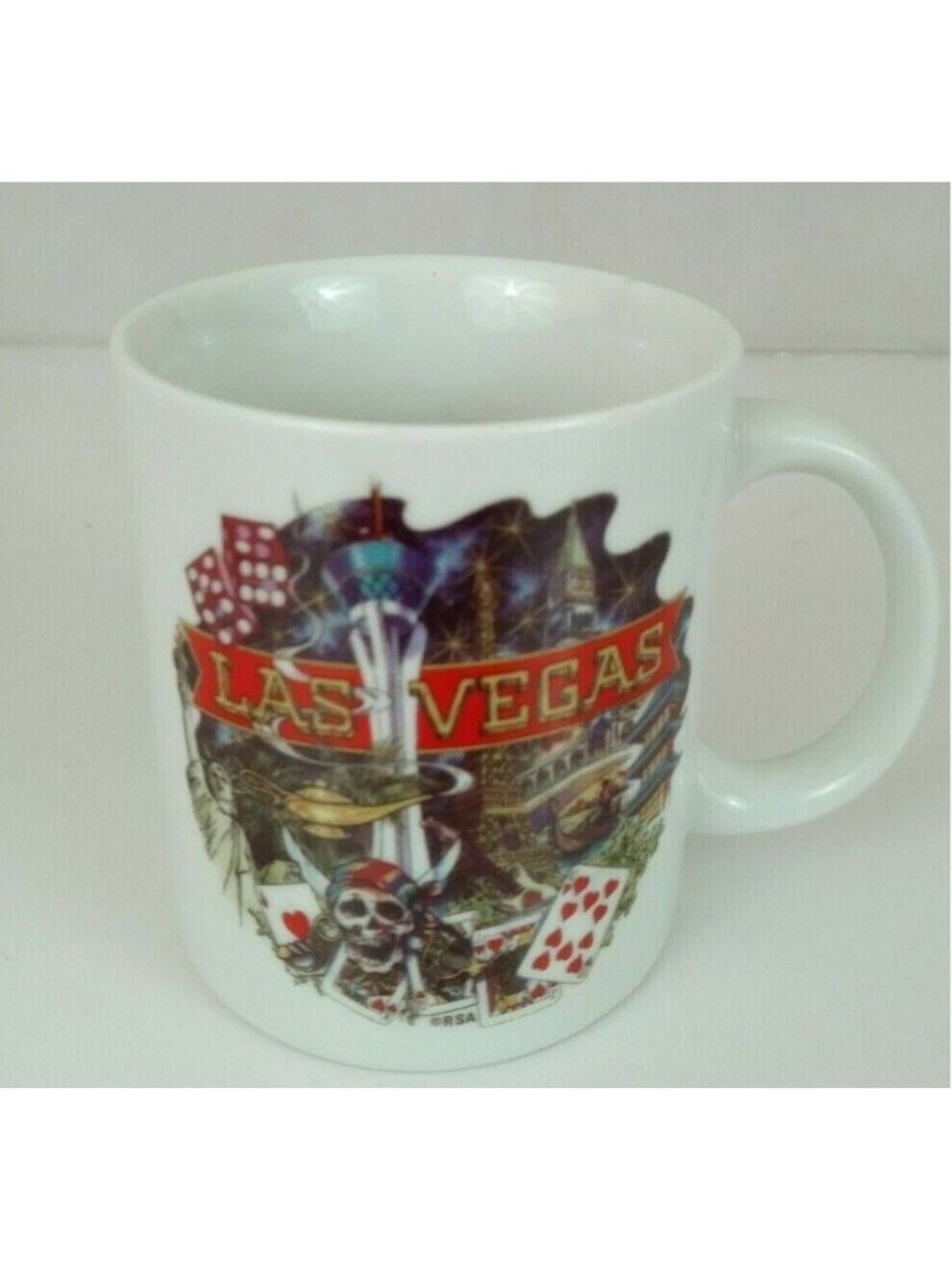 Vintage Las Vegas White With Colorful Design Souvenir Collectible Coffee Cup Mug